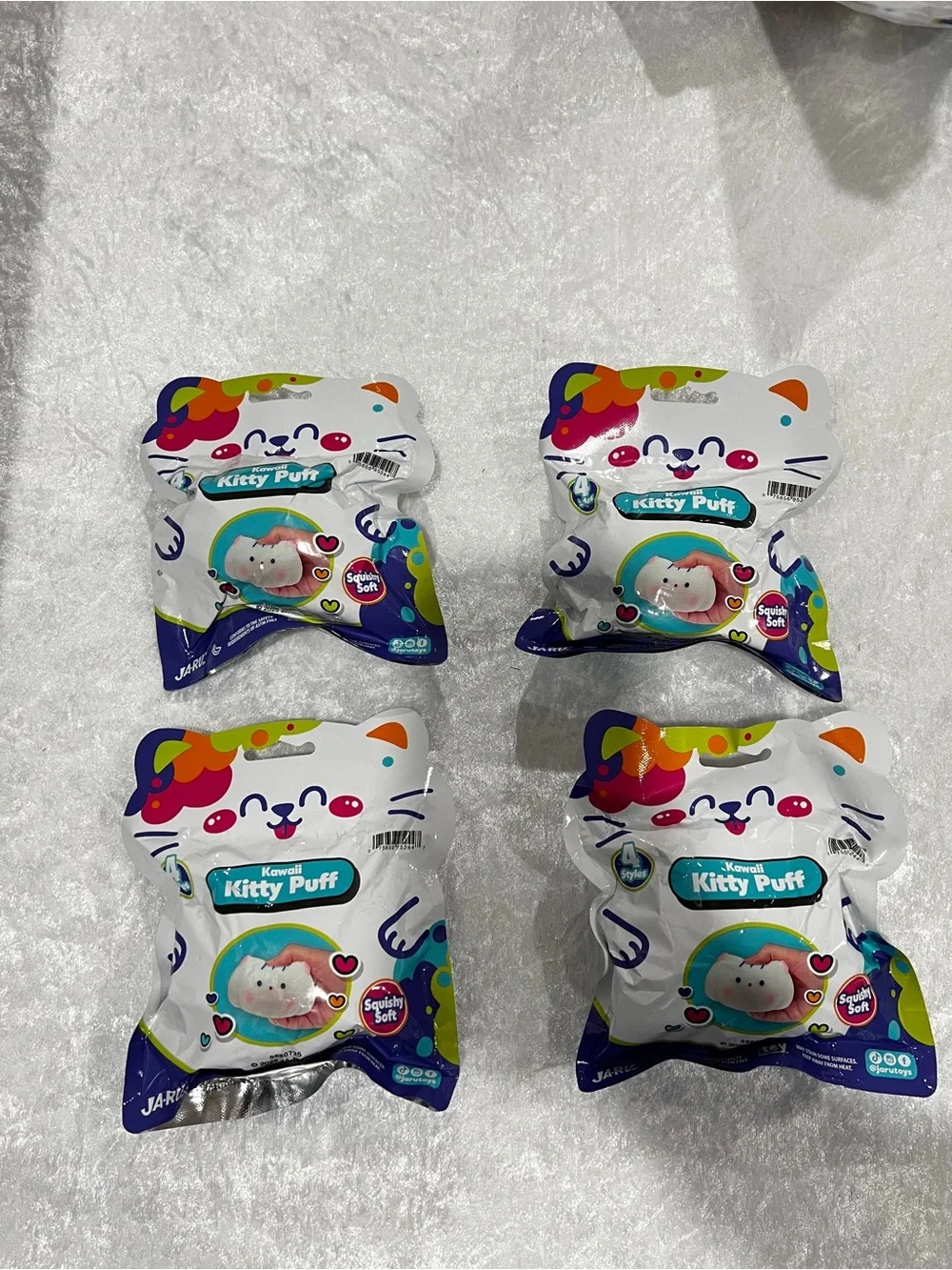 Lot of 4 Kawaii Squishy Soft Puffy Kitty Party Favor Kids Toy Age 3+